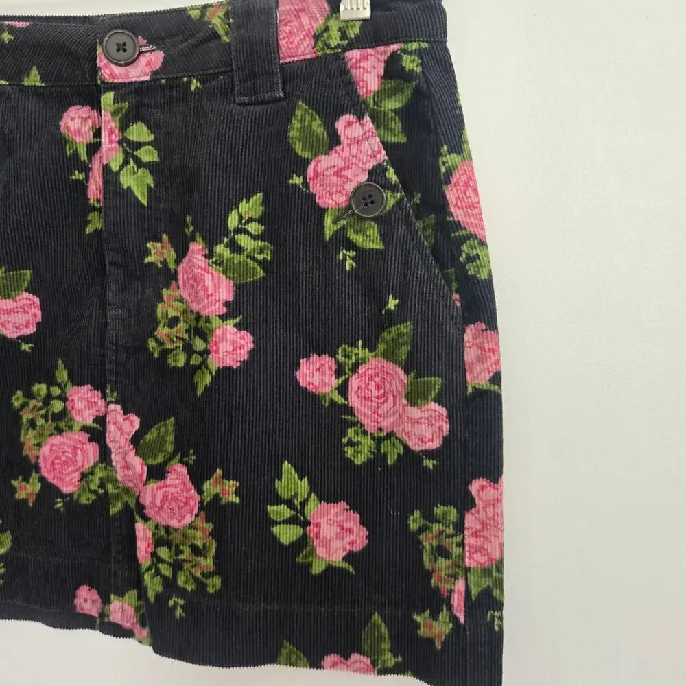 Wild Fable Womens Fairy Grunnge Corduroy Skirt Mini Floral Rose Dark Romantic 4